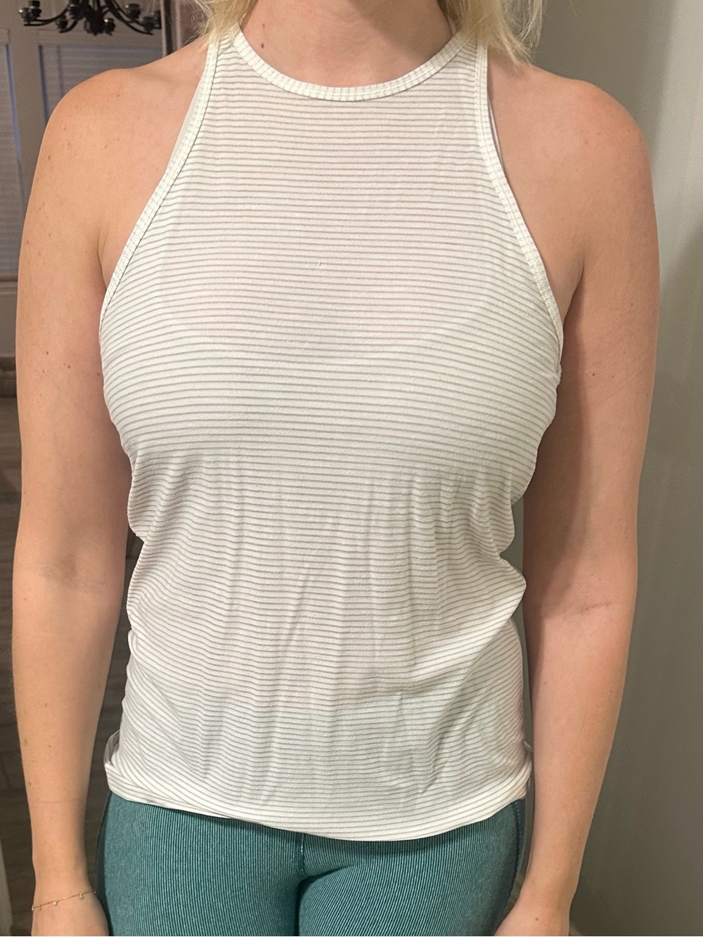 lululemon athletica White Ribbed High-Neck Tank